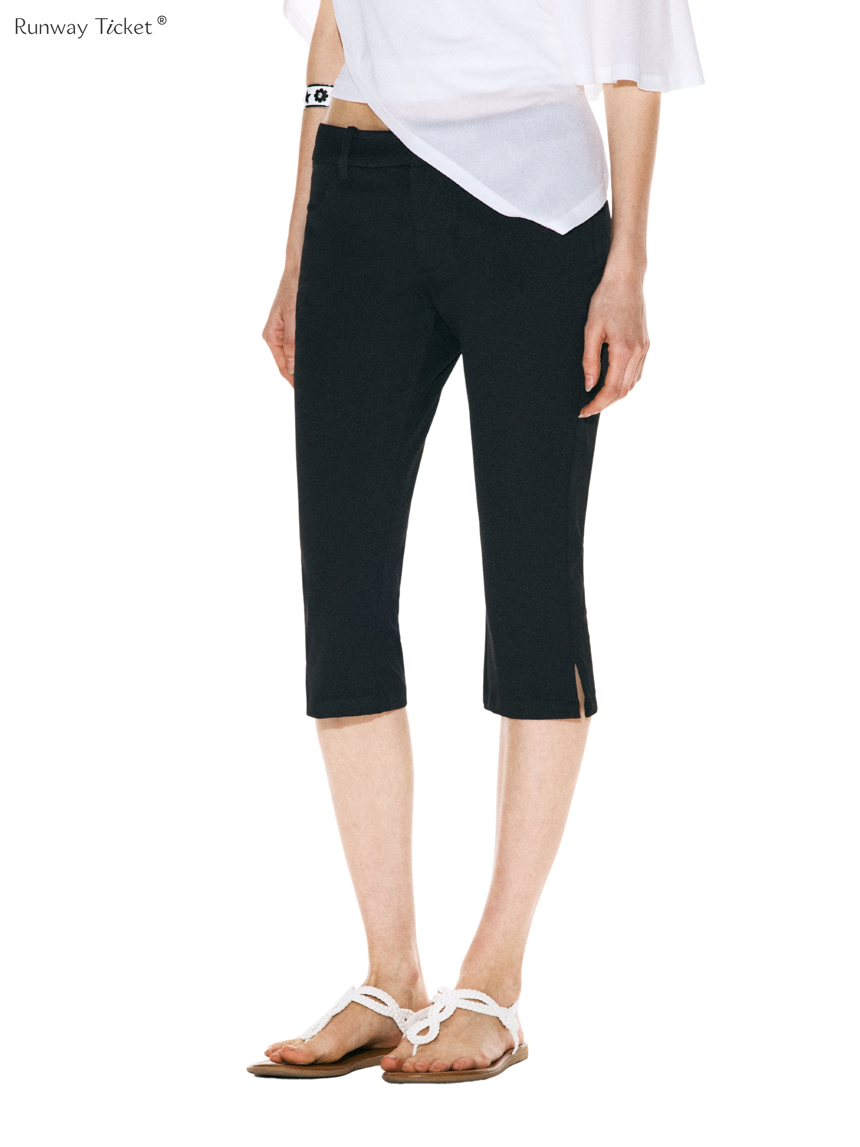 Runway Ticket Black Cropped Capri Pants