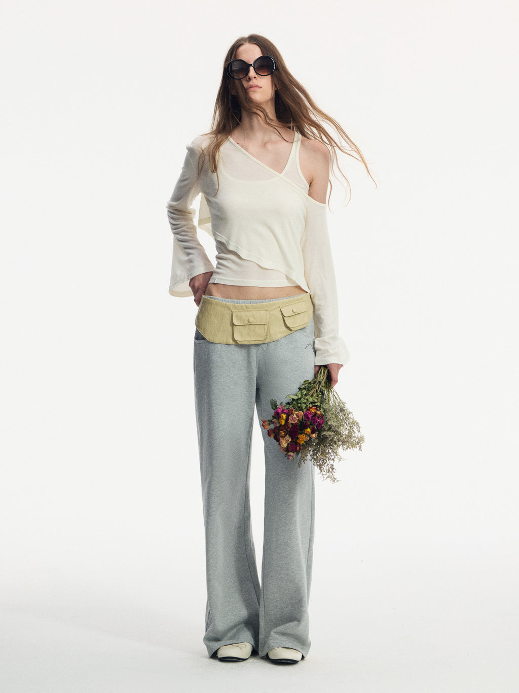 Silk Blend Asymmetric 2-Piece Top
