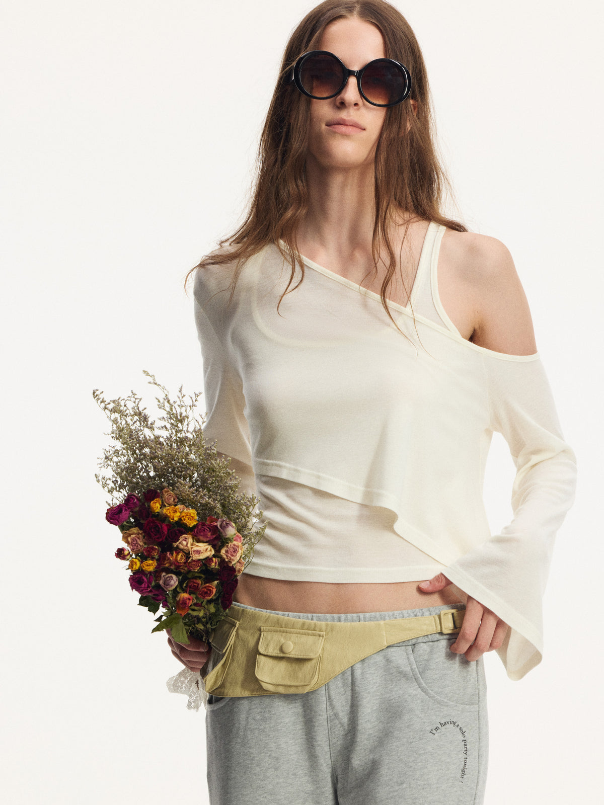 Silk Blend Asymmetric 2-Piece Top