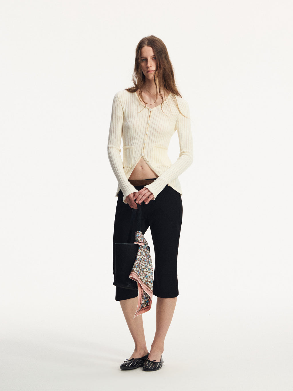 Openwork Mermaid-Hem Knit Cardigan