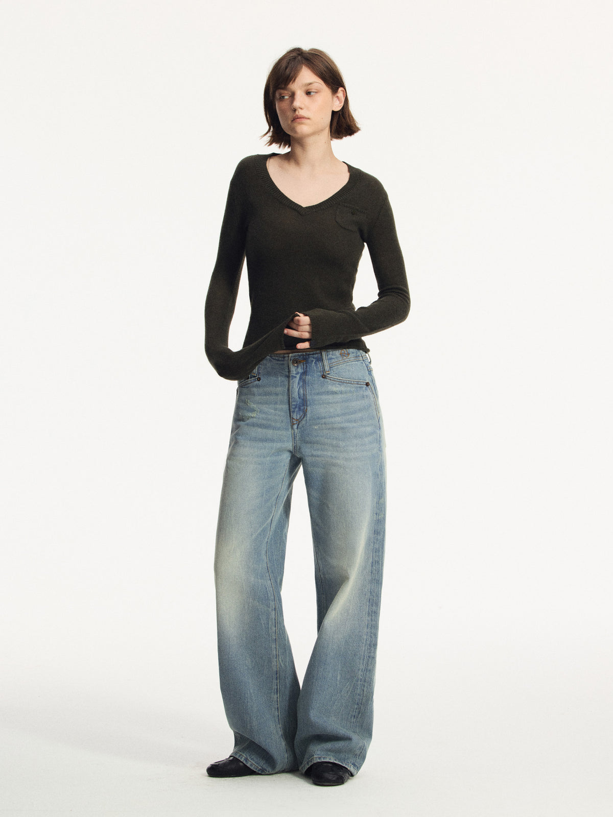 Vintage Washed Straight-Leg Jeans