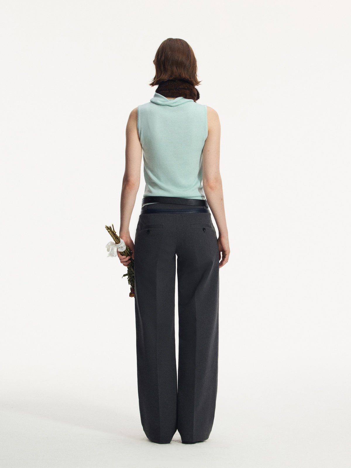 Wool Blend Mock-Neck Knit Vest