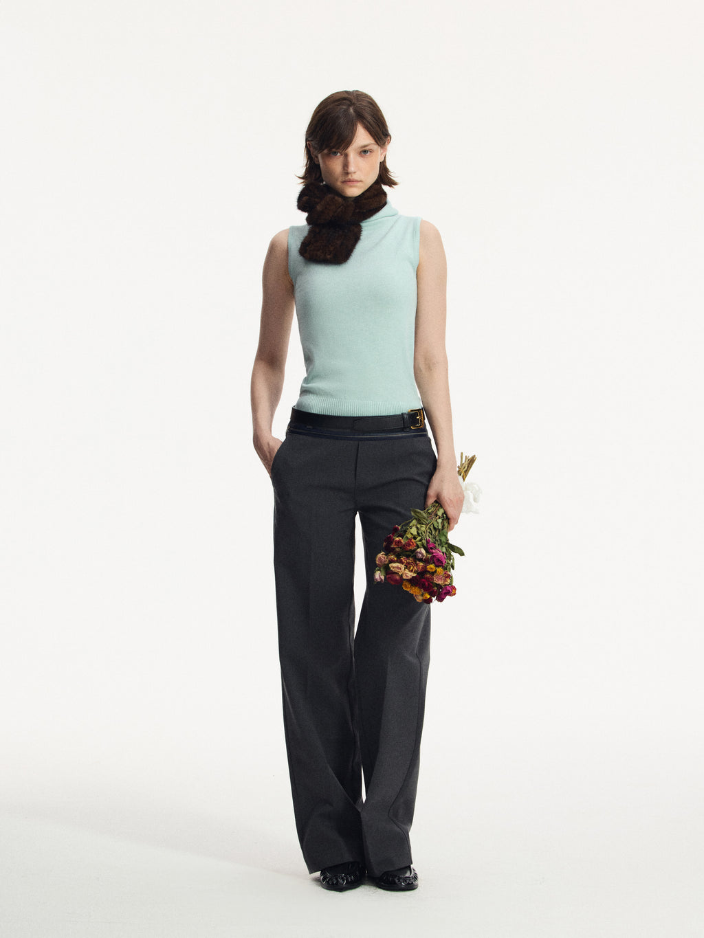 Wool Blend Mock-Neck Knit Vest