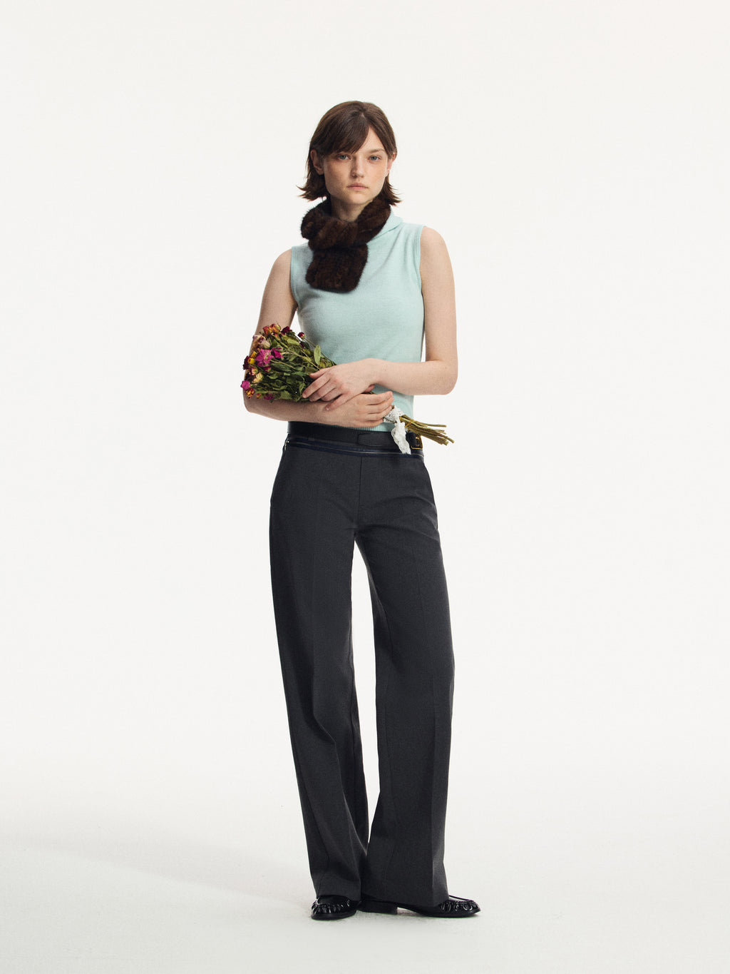 Wool Blend Mock-Neck Knit Vest