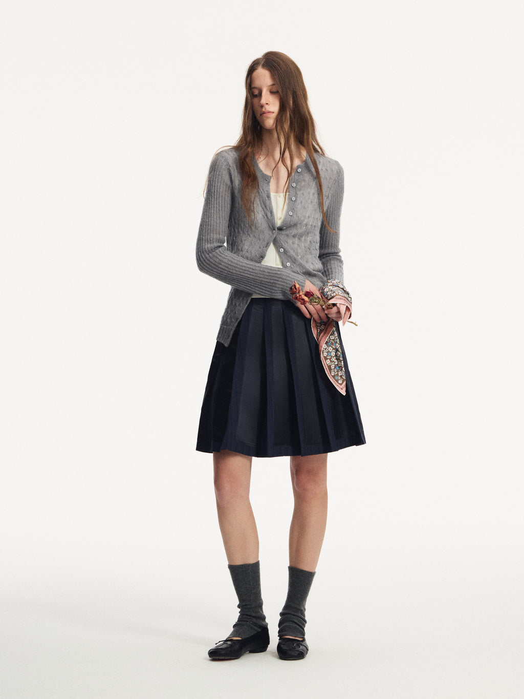 Wool Mohair Openwork Knit Cardigan