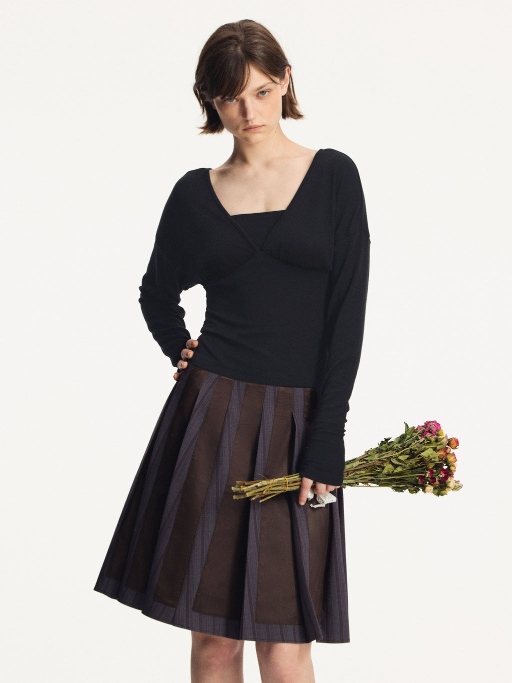 Tencel Wool Blend Layered-Look Top