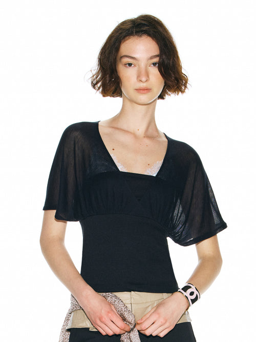 Runway Ticket  V-Neck Batwing Sleeve T-Shirt