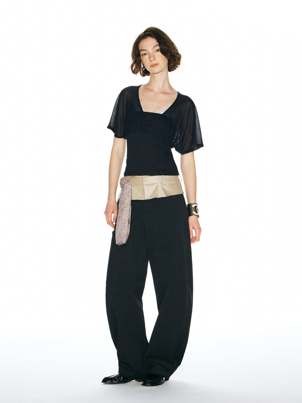 Runway Ticket  V-Neck Batwing Sleeve T-Shirt