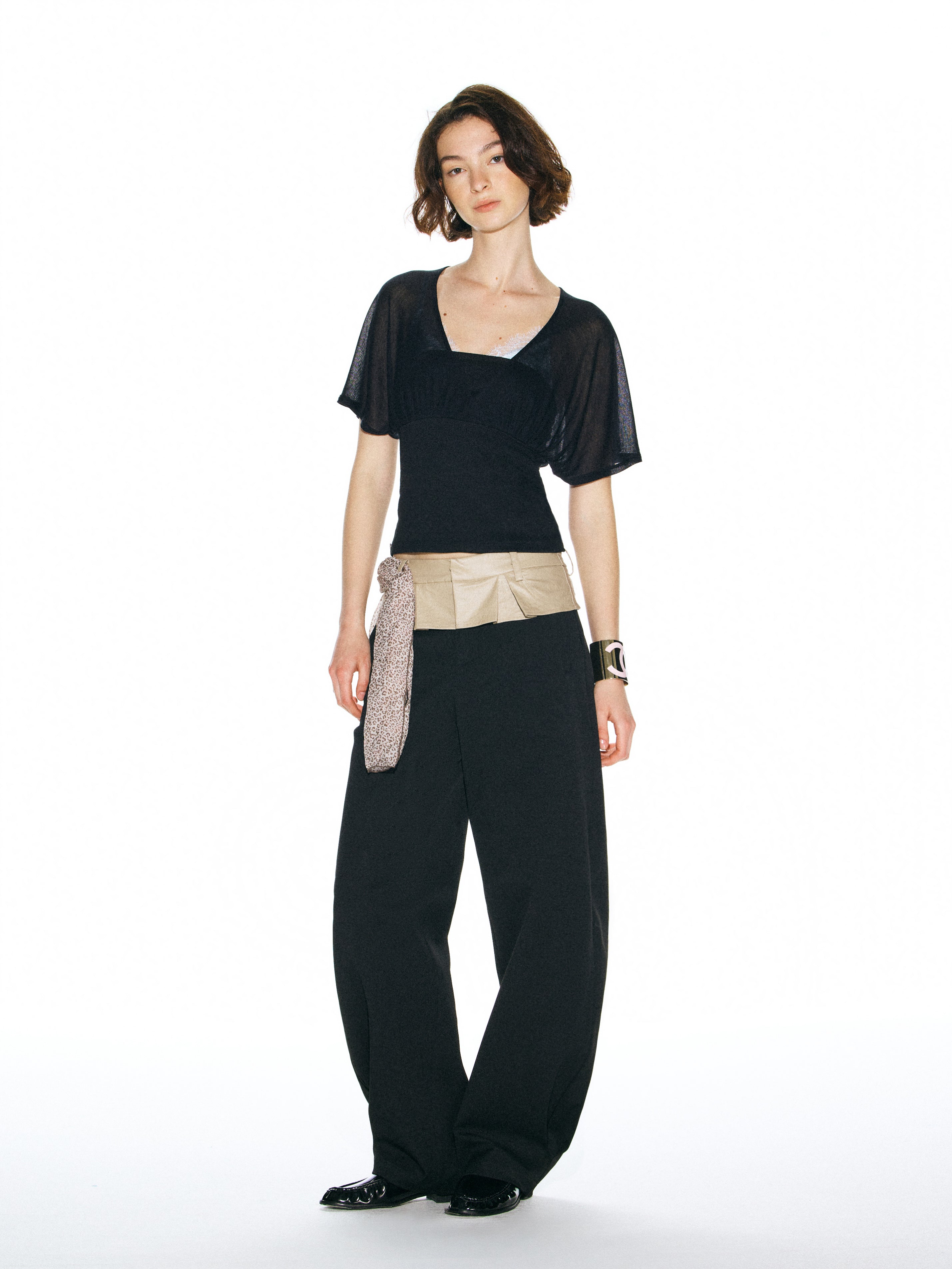 Runway Ticket  V-Neck Batwing Sleeve T-Shirt