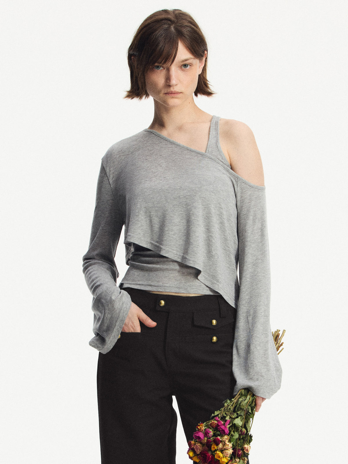 Silk Blend Asymmetric 2-Piece Top