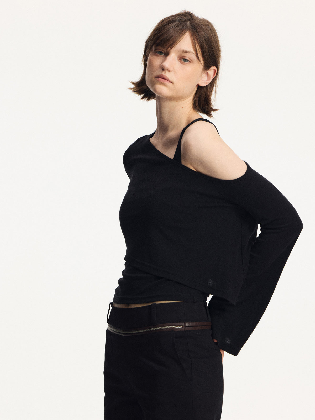 Silk Blend Asymmetric 2-Piece Top